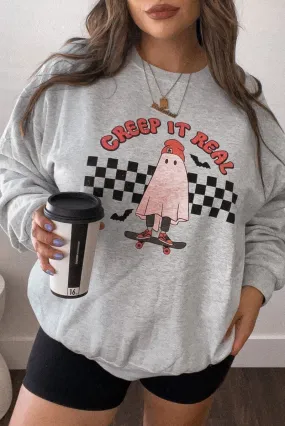 Halloween Ghost "Creep It Real" Plus Size Sweatshirt