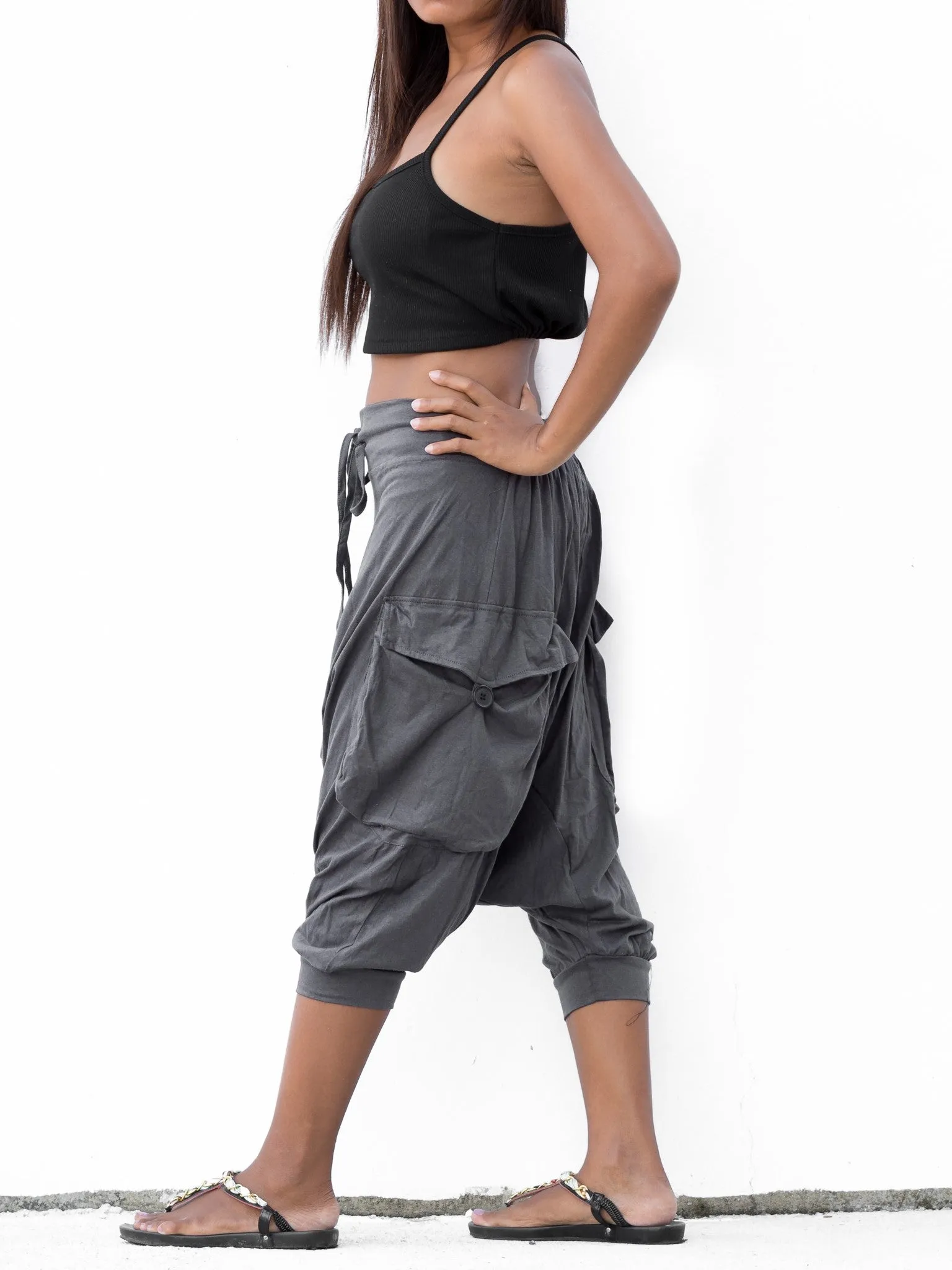 Harem Pants Short Men & Women Grey