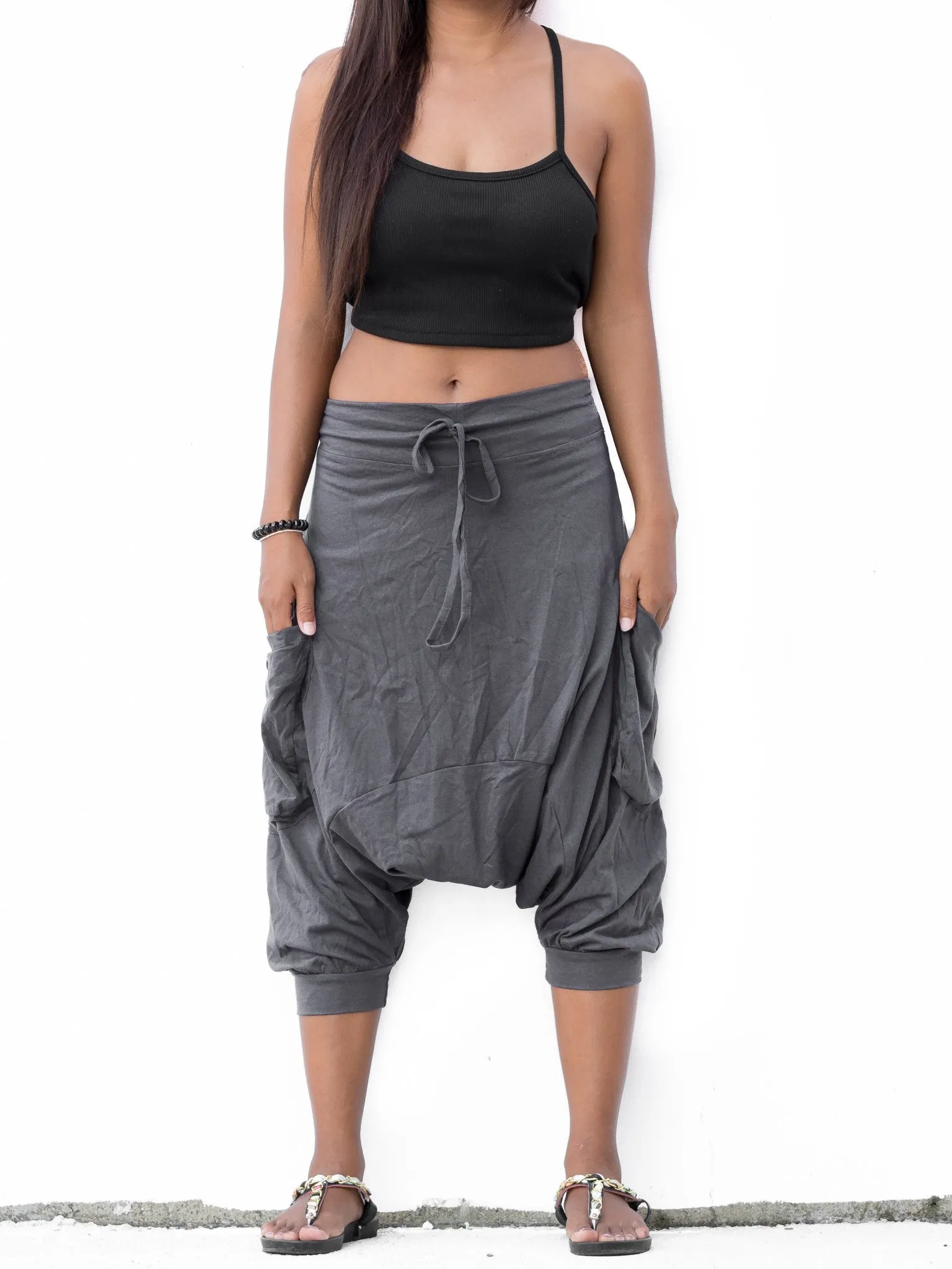 Harem Pants Short Men & Women Grey