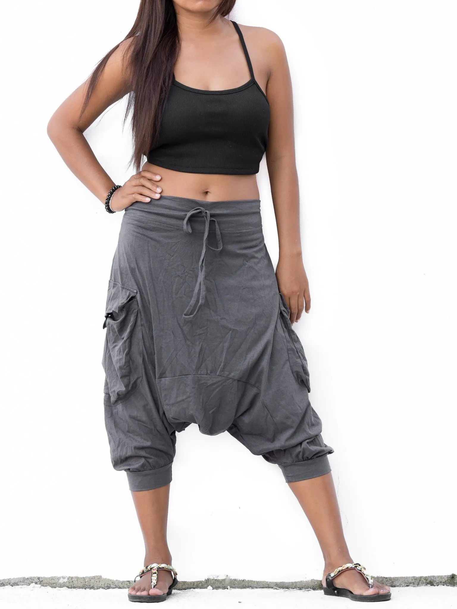 Harem Pants Short Men & Women Grey