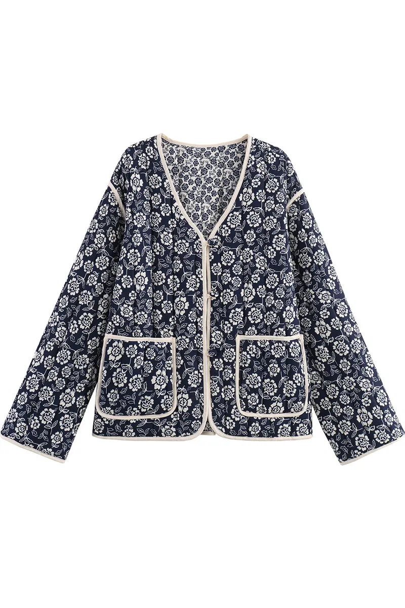 HCS1108 Midnight Blossom Quilted Jacket Outerwear