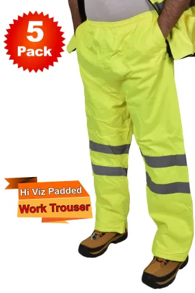 Hi Viz Yellow Padded Trousers - 5/10/20 Pack