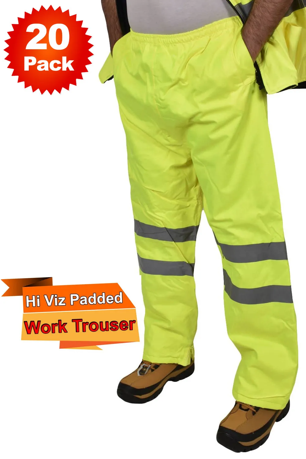 Hi Viz Yellow Padded Trousers - 5/10/20 Pack