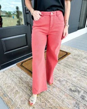 High Waisted Wide Leg Pants in Rust