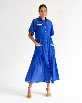 Isabel Maxi Shirt Dress - Cobalt