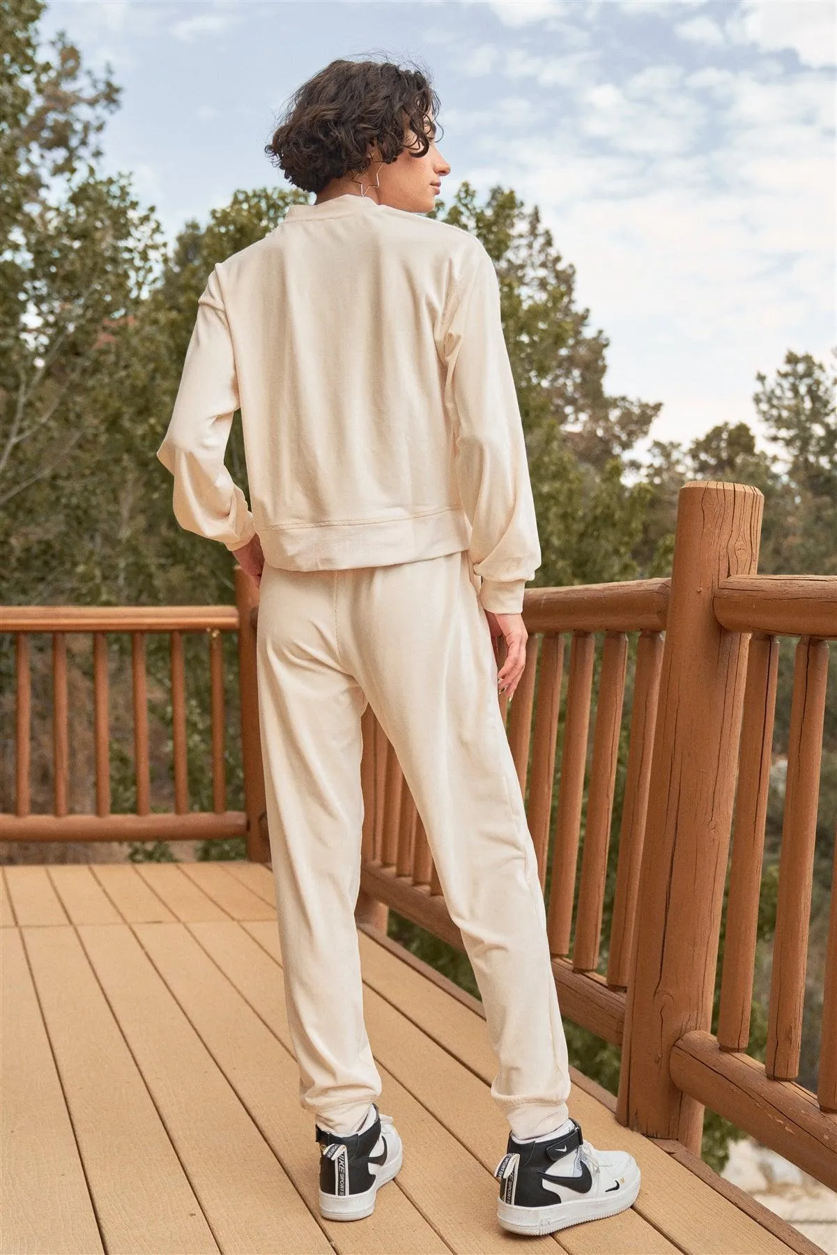 Ivory Corduroy High-Waisted Pants