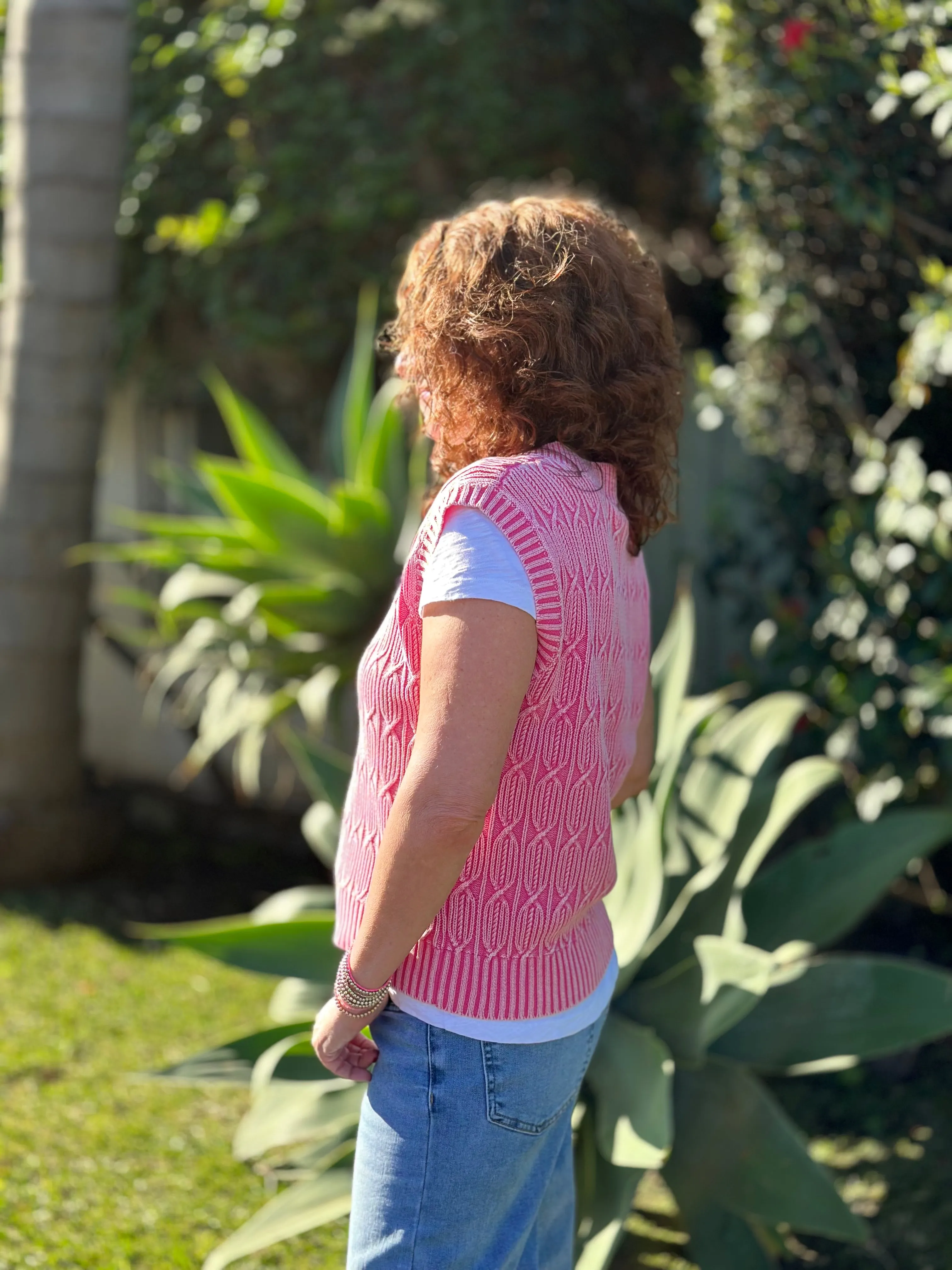 J Society Acid Washed Vest in Bubble Gum