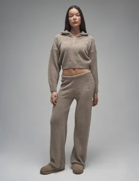 Kaiia Knit Wide Leg Trousers Taupe