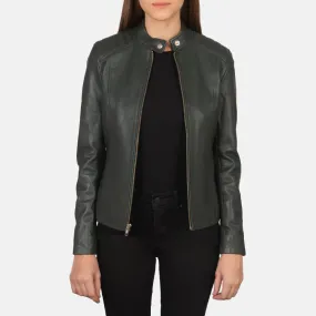 Kelsee Green Leather Biker Jacket