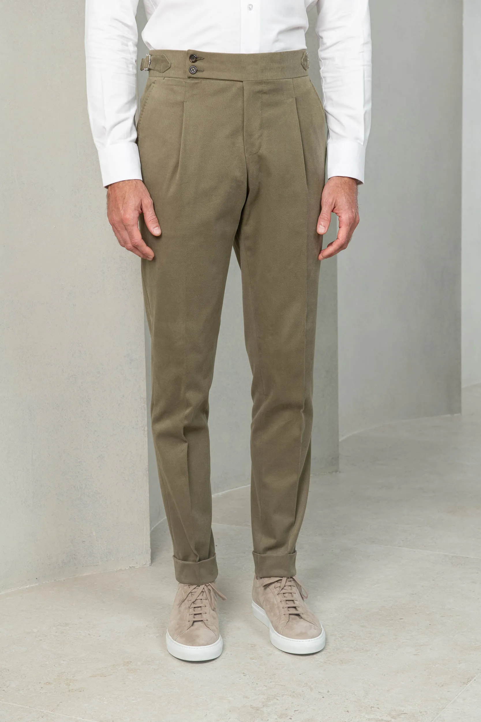 Khaki cotton trousers "Soragna Capsule Collection" - Made in Italy