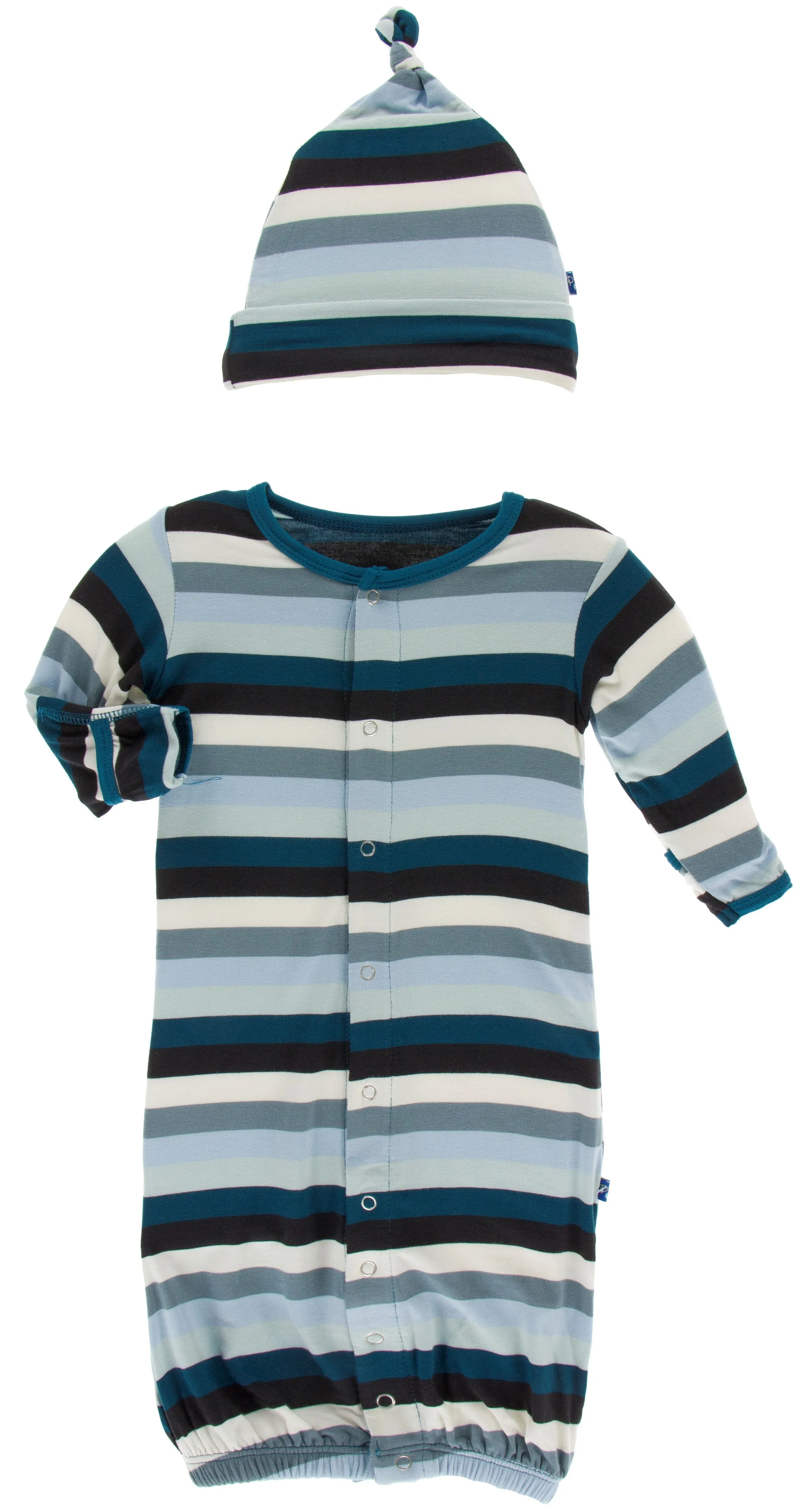 KicKee Pants Meteorology Stripe Converter Gown & Hat Set