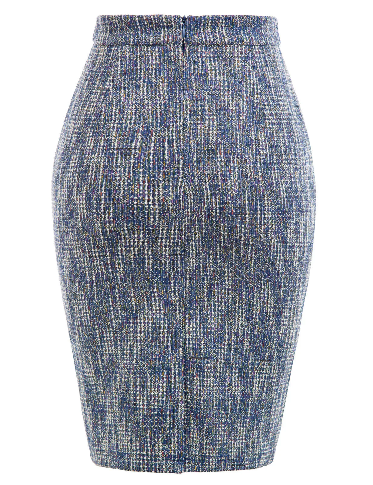 Knee-Length Pencil Skirt High Waist Back Split Hips-Wrapped Stretchy