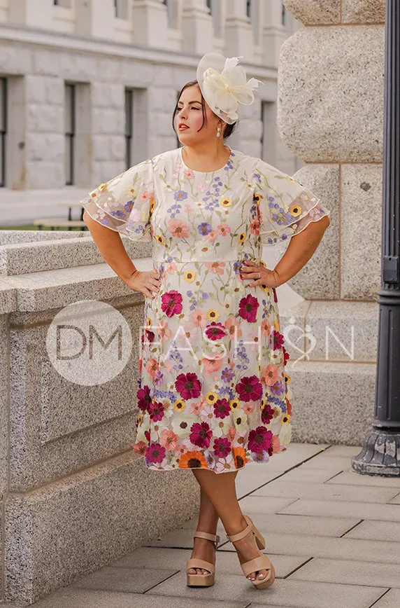 Lillian Duchess Ivory Floral Dress - DM Exclusive