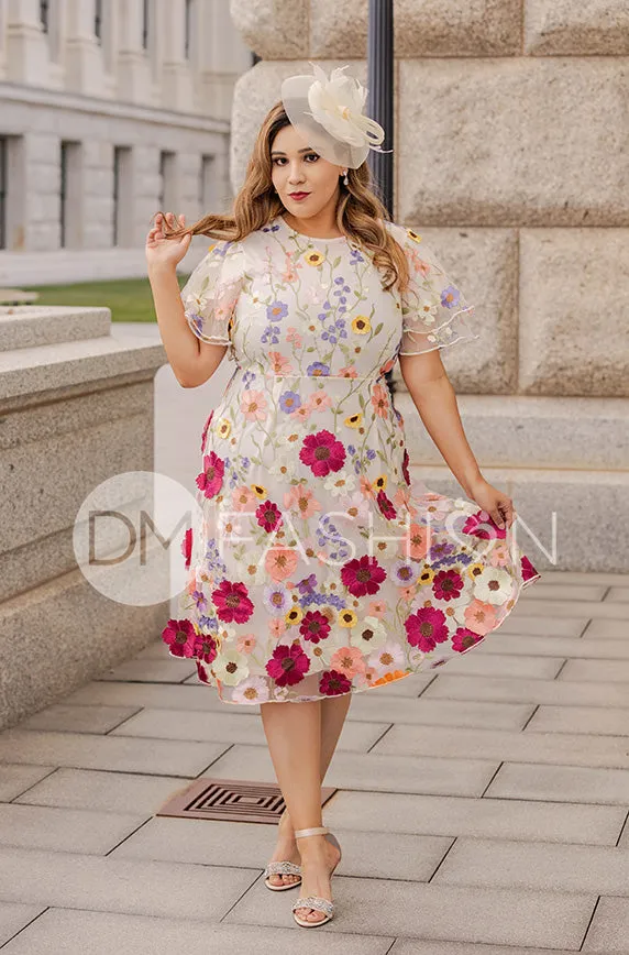 Lillian Duchess Ivory Floral Dress - DM Exclusive