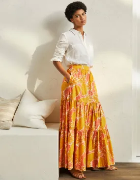 Lorna Tiered Maxi Skirt-Brioche, Pineapple Cluster