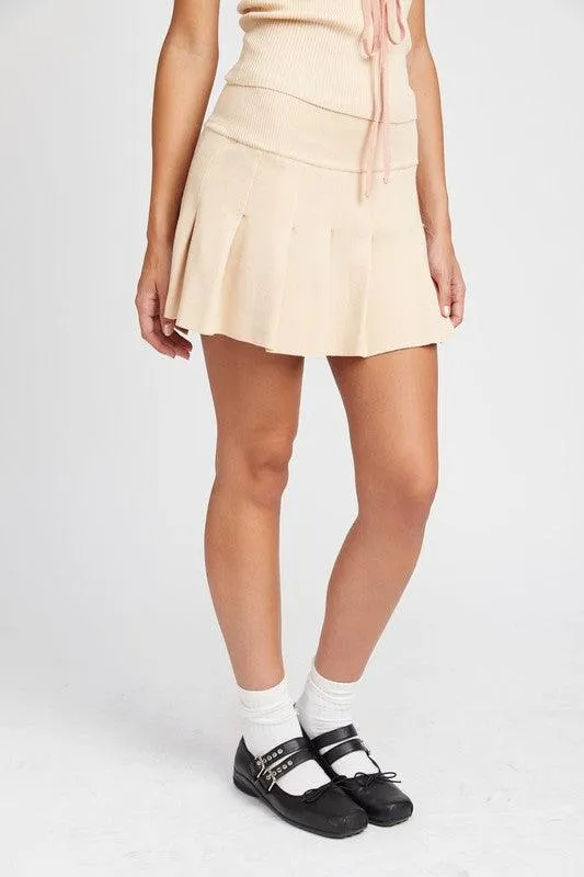 Low Waist Pleated Mini Skirt