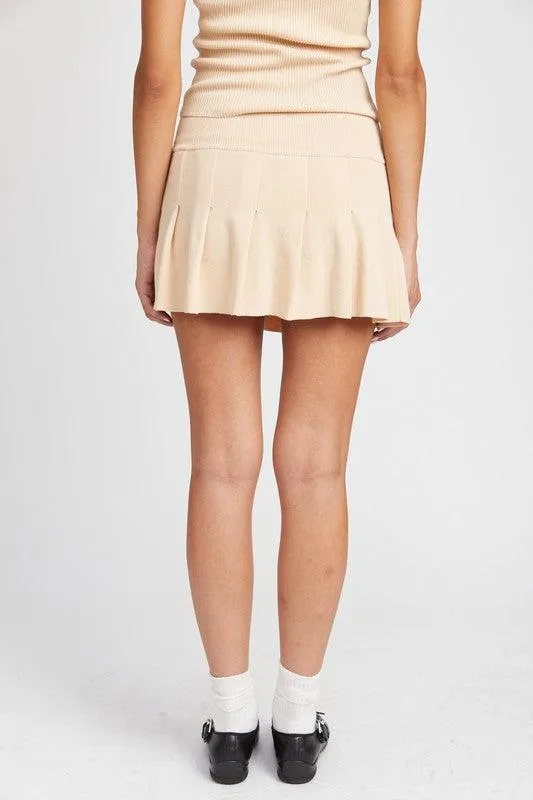 Low Waist Pleated Mini Skirt