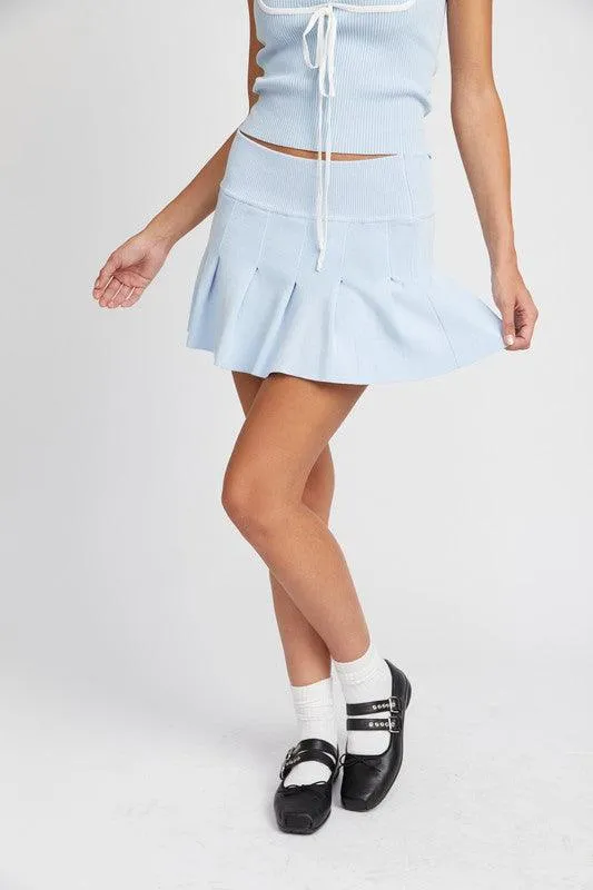 Low Waist Pleated Mini Skirt