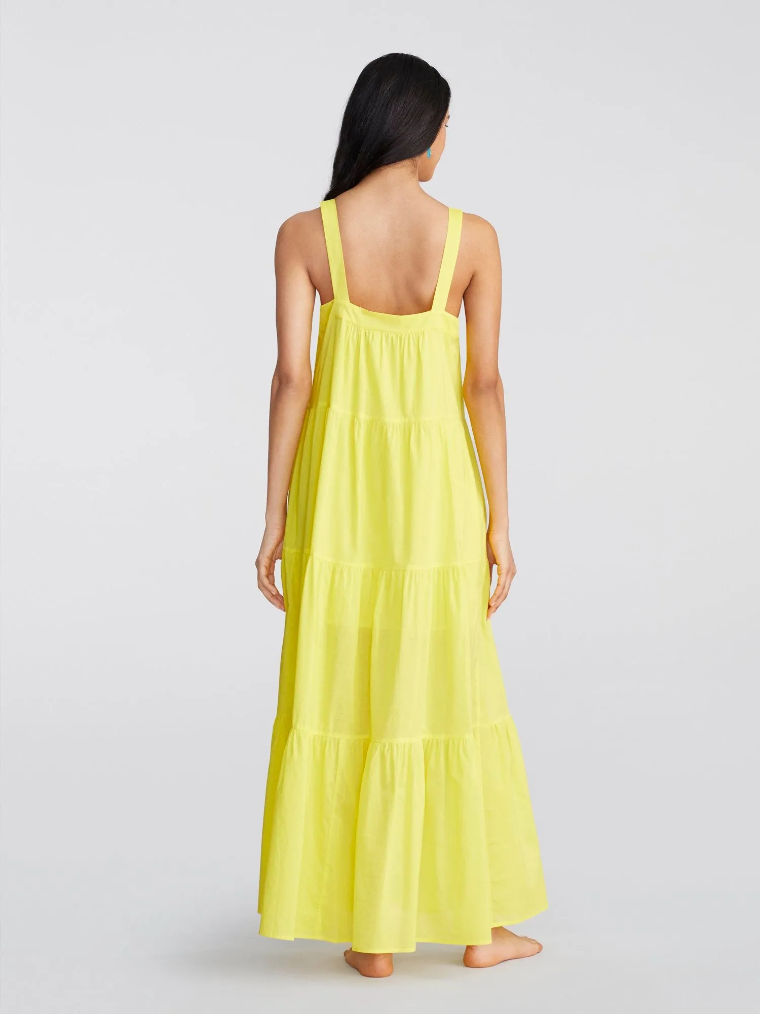 Maira Tiered Button-Front Maxi Dress