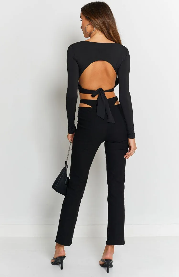 Margherita Hip Cut Out Pants Black