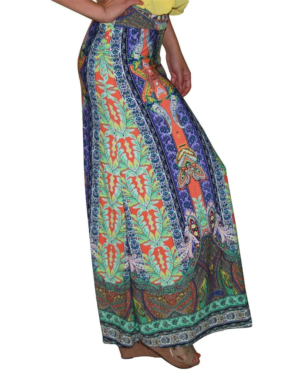 Maxi Skirt Greek Paisley Orange Purple