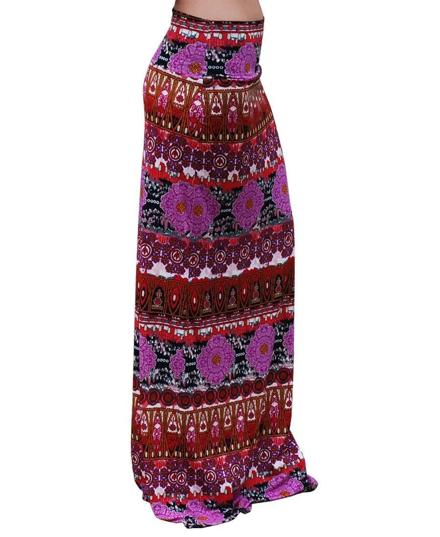 Maxi Skirt Pink Coral Asian Tribal Native