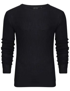 Mellow Crew Neck Knitted Jumper in Medieval Blue / Black - Dissident