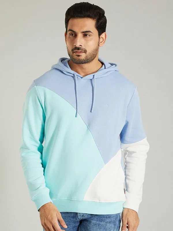 Men Color Block Full Sleeve Sweatshirt with Hoodie