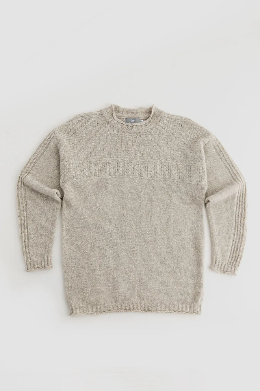 Mens Breakwater Shetland Gansey Jumper - Putty