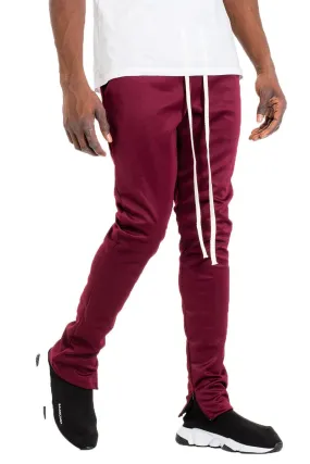 Mens Burgundy Slim Fit Drawstring Track Pants