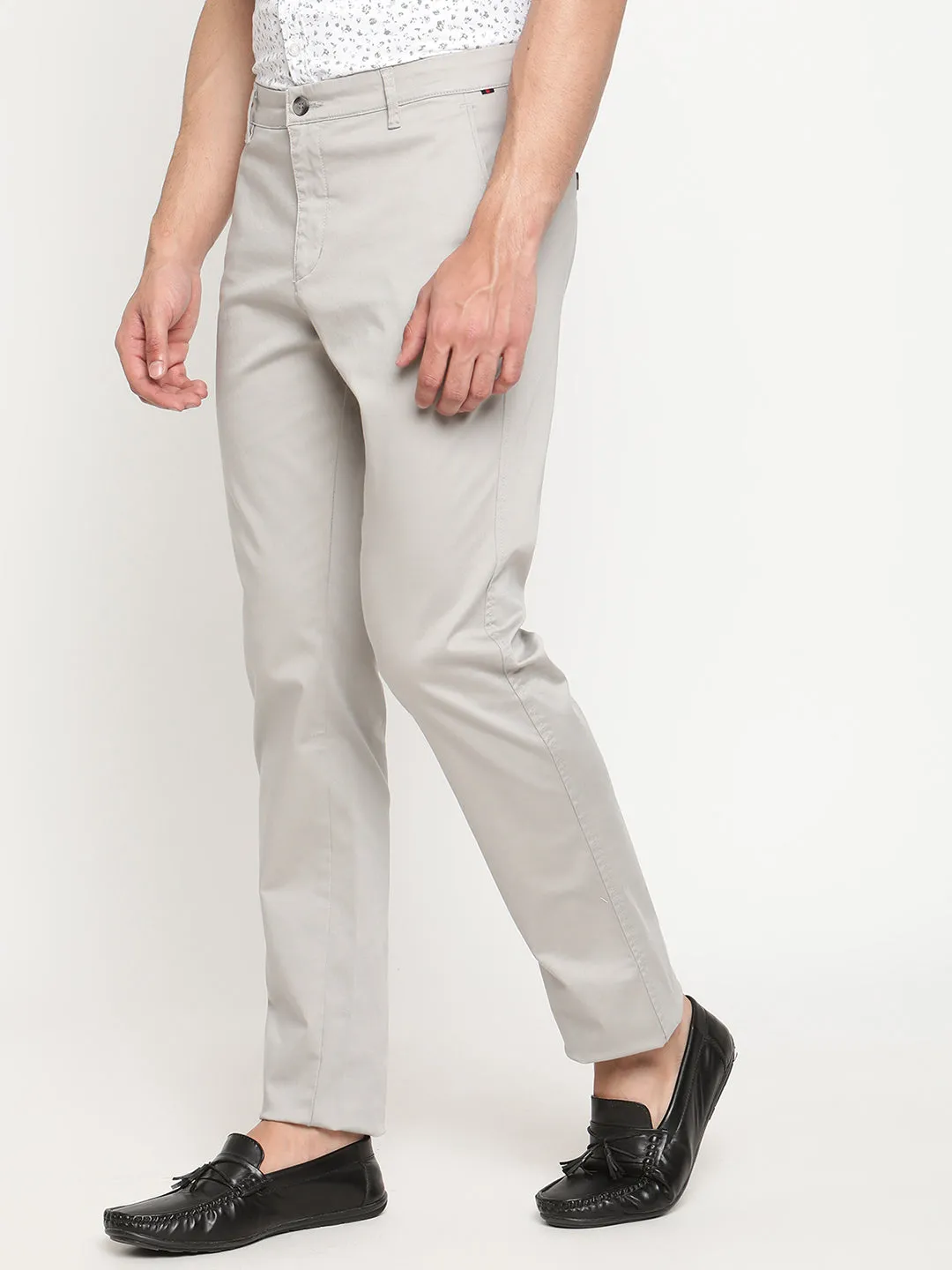 Men's Casual Flat front Light Grey  Trousers