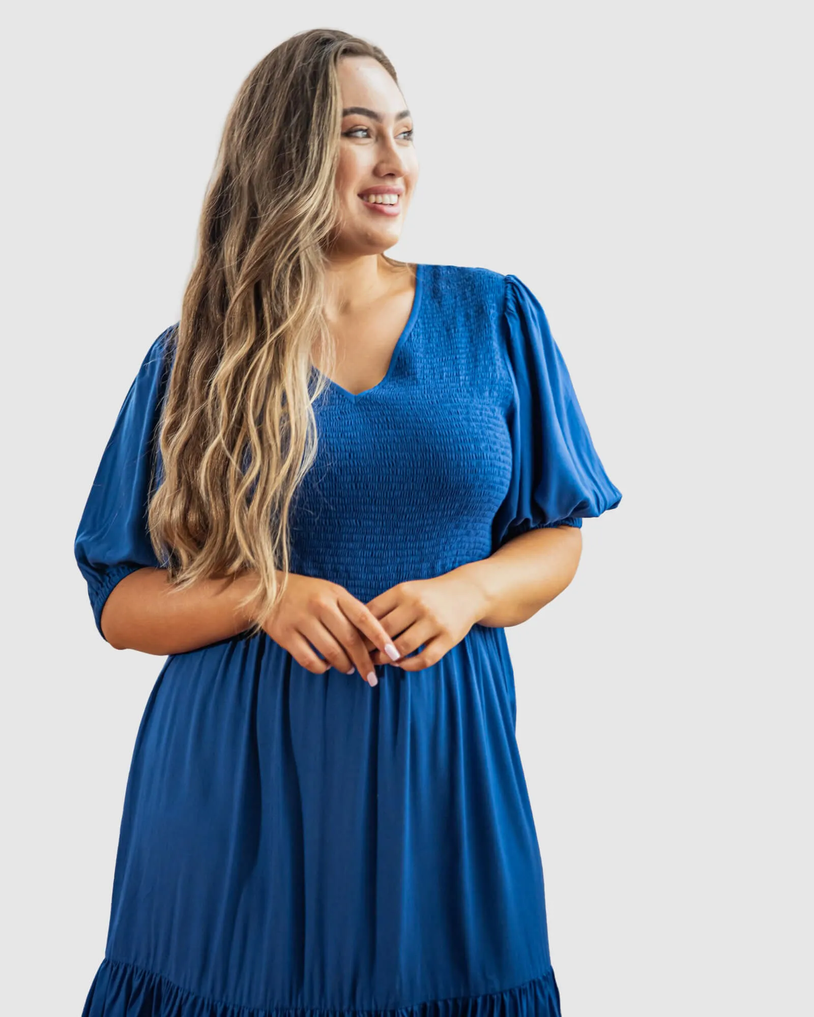 Mia Blouse Sleeve Dress | Cobalt