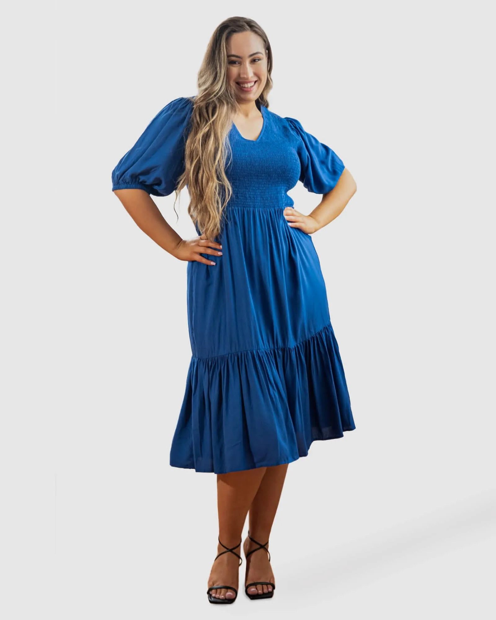 Mia Blouse Sleeve Dress | Cobalt