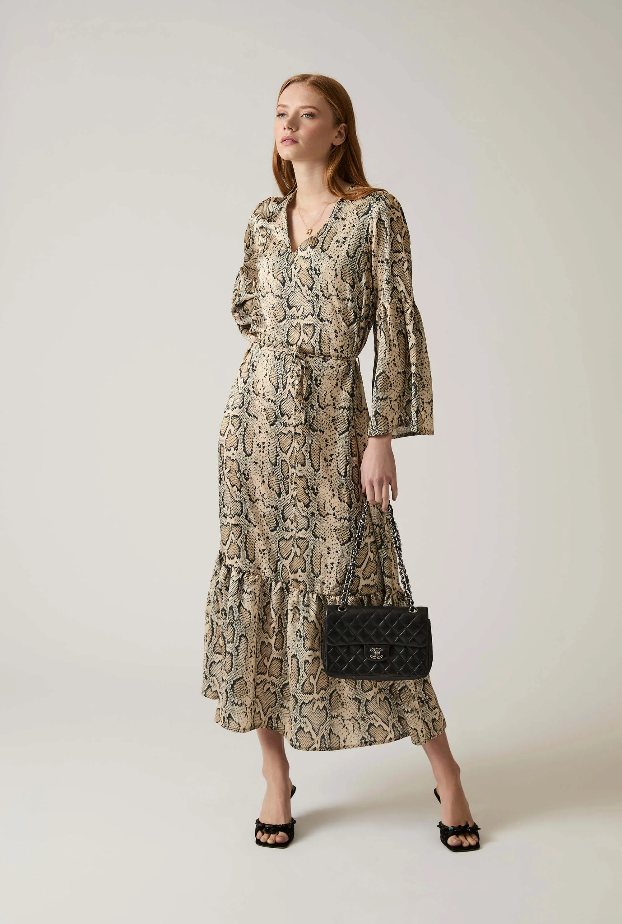 Midi Snake Brown Dress