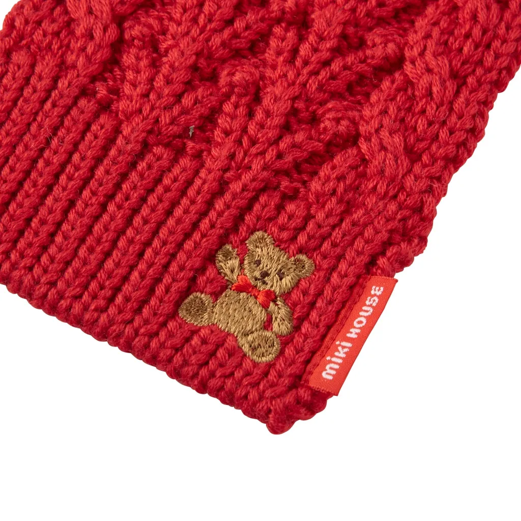 MIKI HOUSE Bear Cable Knit Scarf