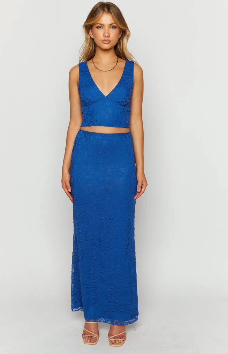 Mimosa Blue Lace Maxi Skirt