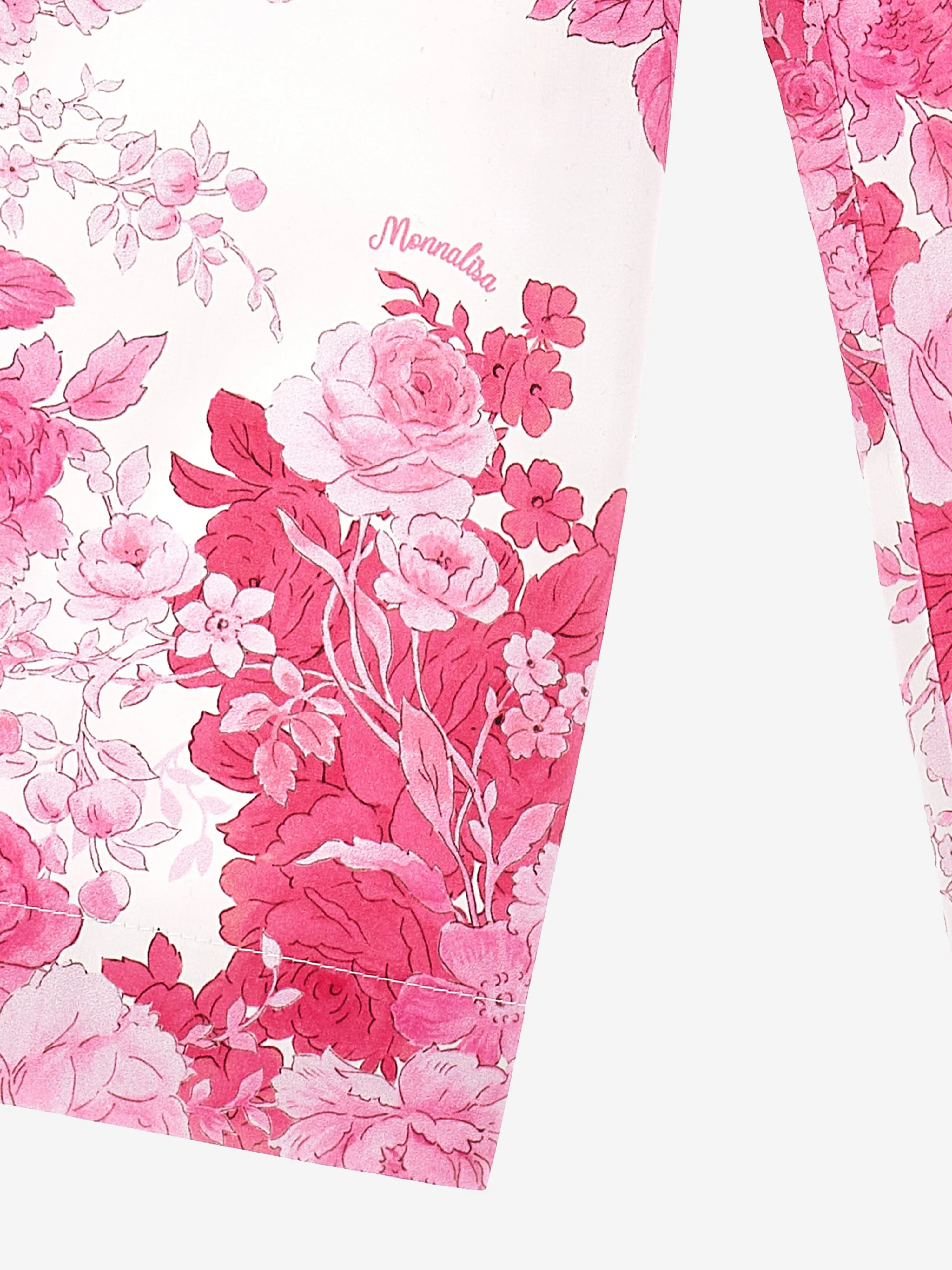 Monnalisa Girls Rose Print Trousers in Pink