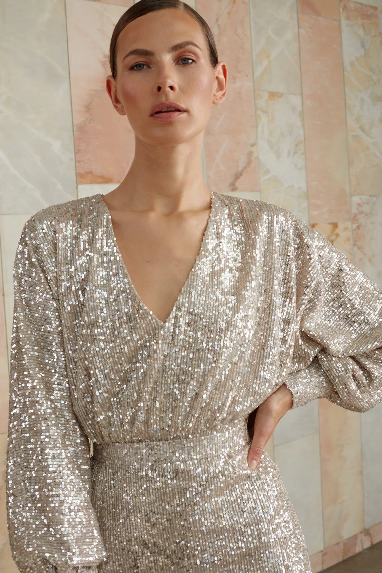 NADINE silver sequin mini dress