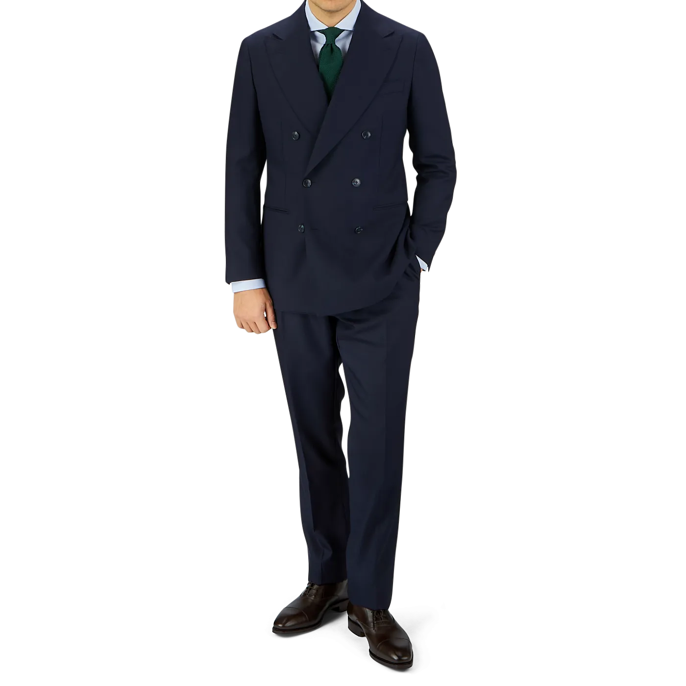 Navy Blue Super 100s Wool DB Suit Jacket