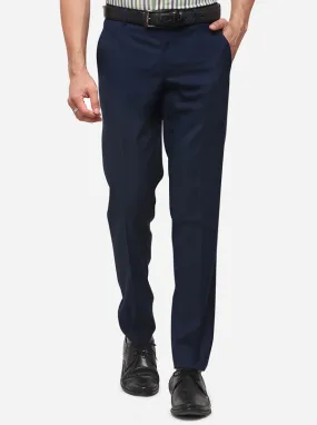 Navy Blue Super Slim Fit Solid Formal Trouser | JadeBlue