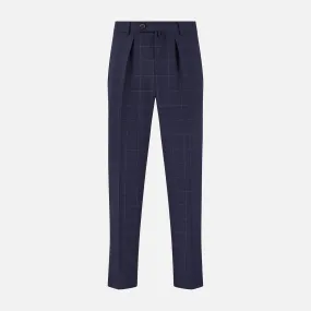 Navy Check Edward Trousers