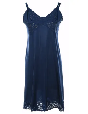 Navy Lace Trim Slip Dress - S