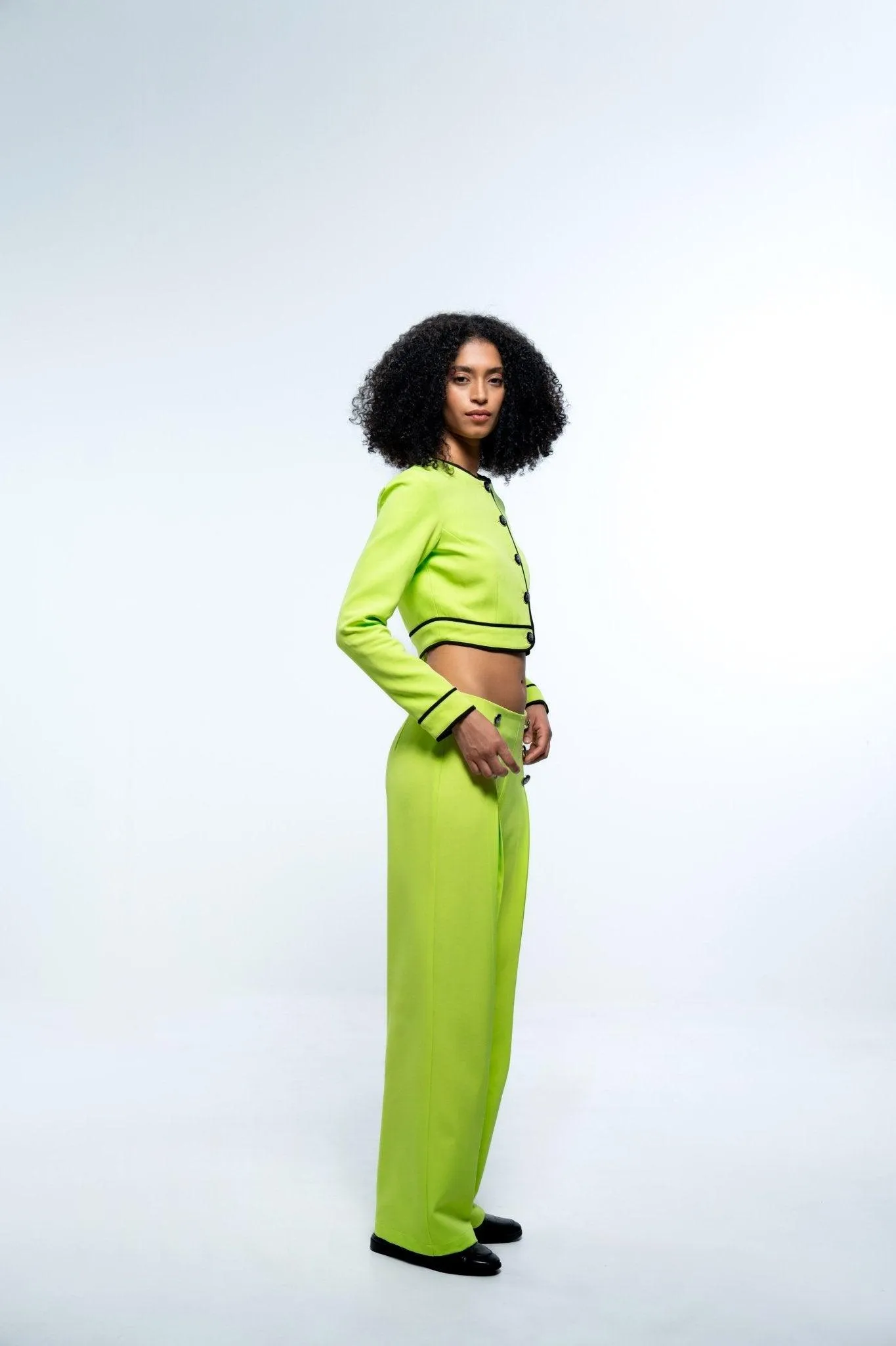 NEON GREEN COLORBLOCKED TOP AND PANT CO-ORD SET