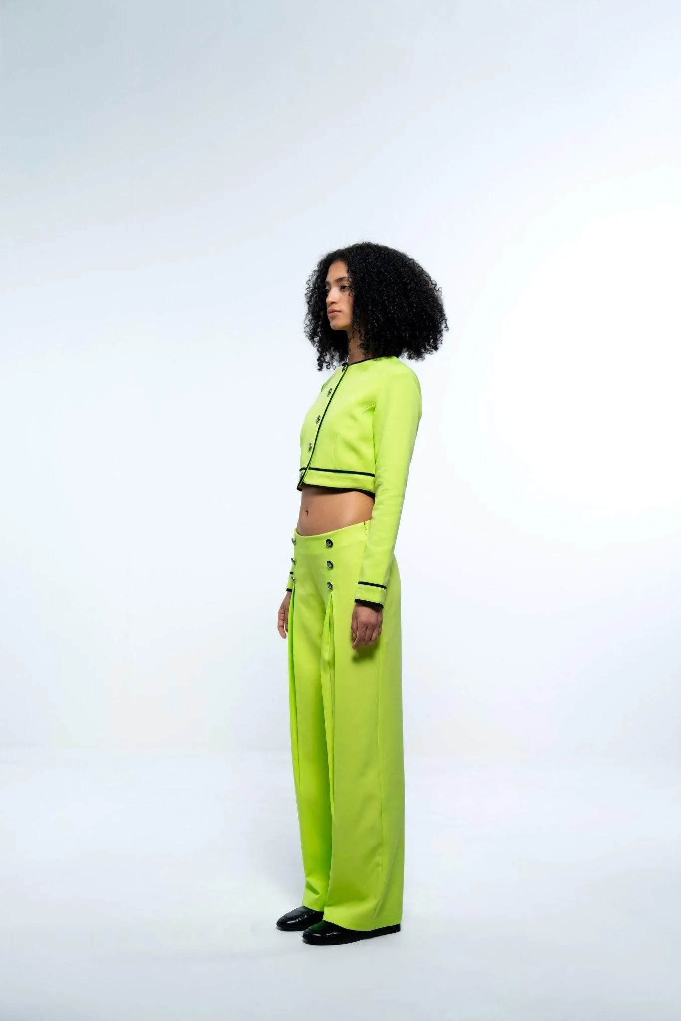 NEON GREEN COLORBLOCKED TOP AND PANT CO-ORD SET