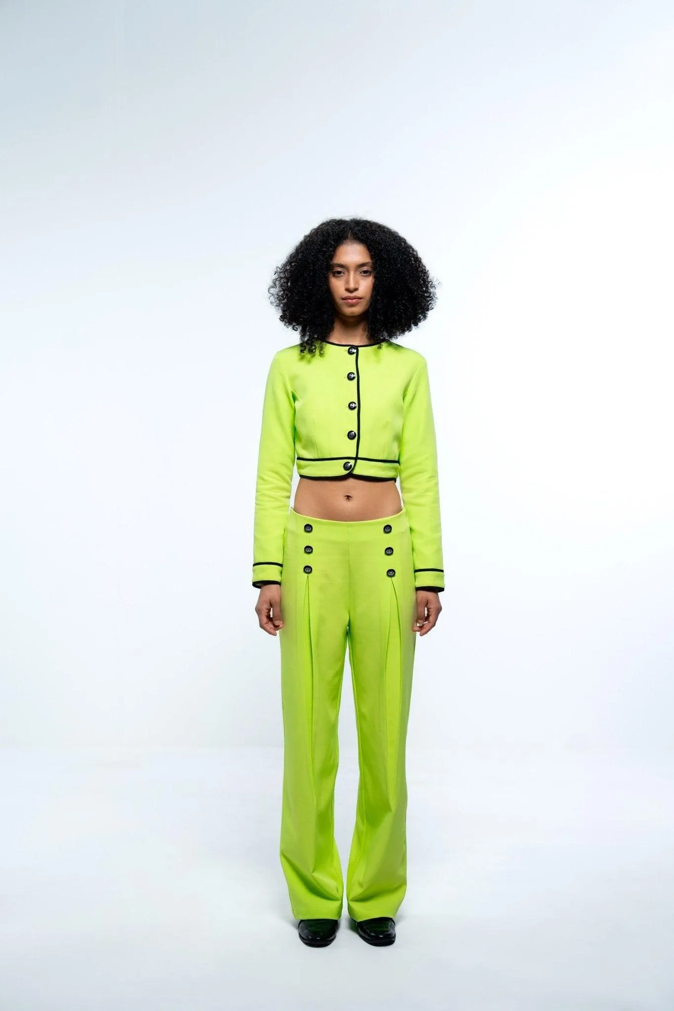 NEON GREEN COLORBLOCKED TOP AND PANT CO-ORD SET