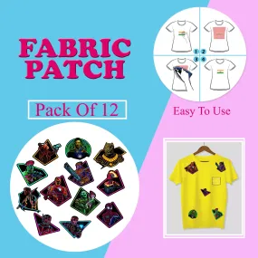 Neon Printed Iron Patches for Fabric By LazyChunks (Pack of 12)