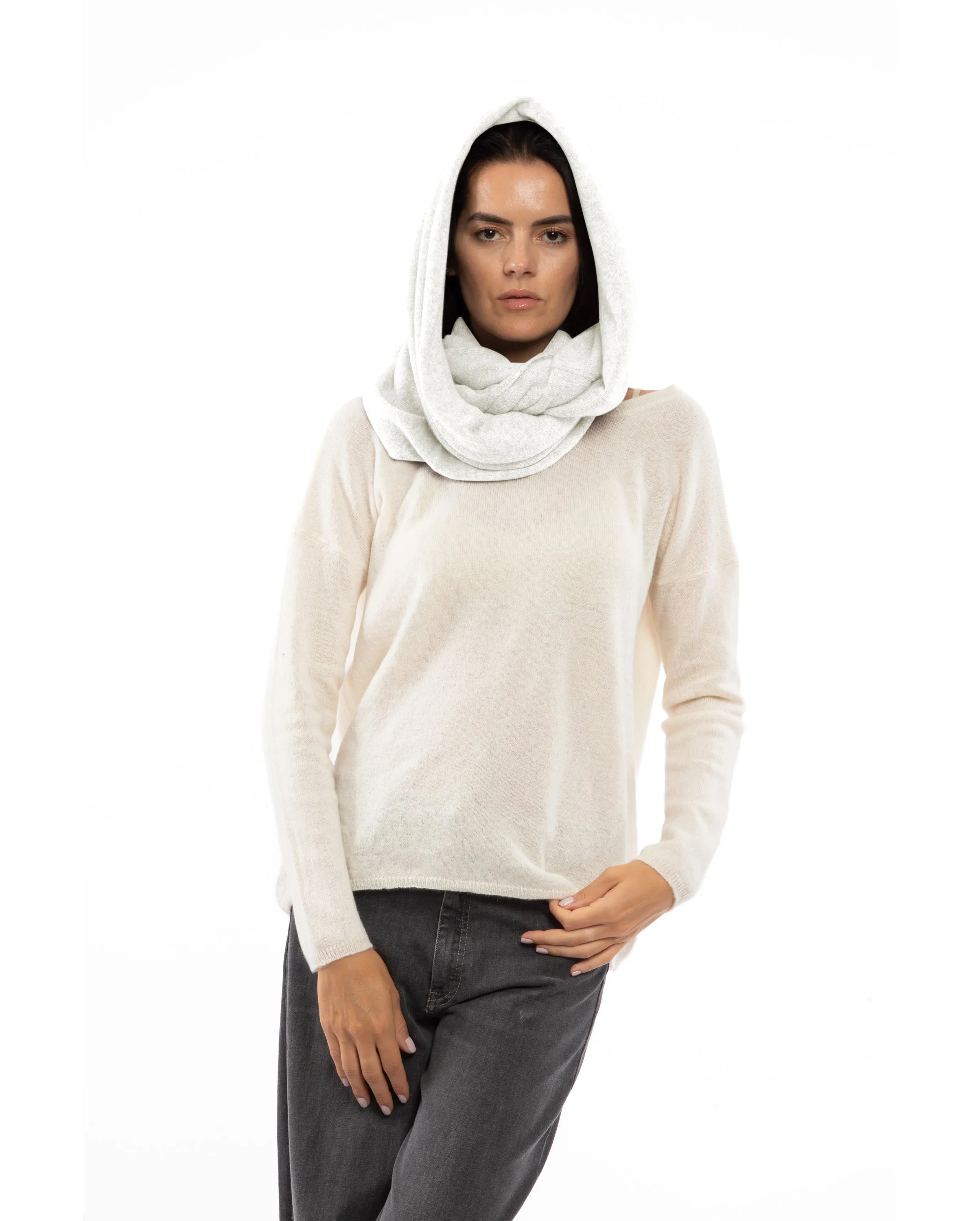 NEW FALL 24 - Women's Maxi Cashmere Neck Scarf Milk White