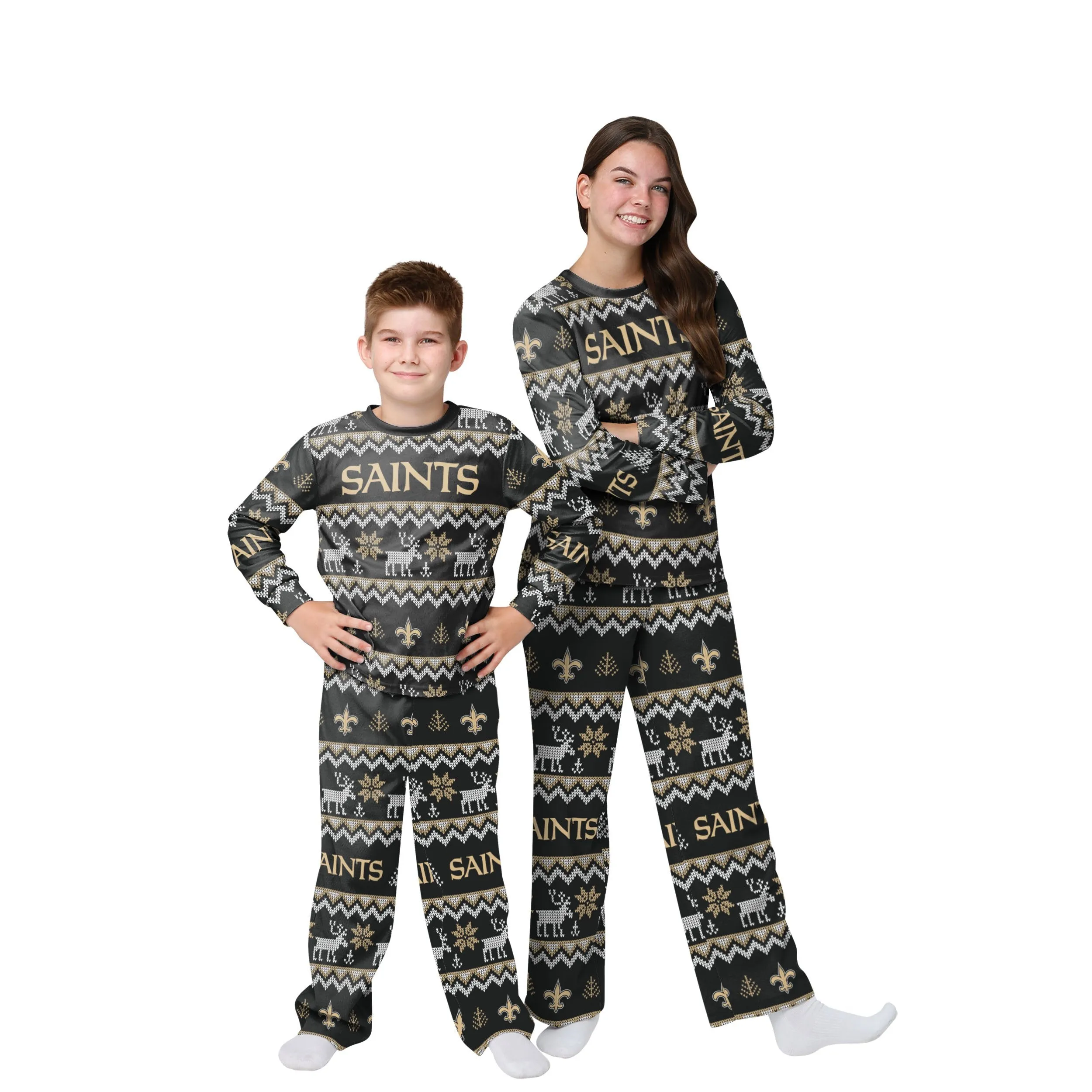 New Orleans Saints NFL Ugly Pattern Family Holiday Pajamas