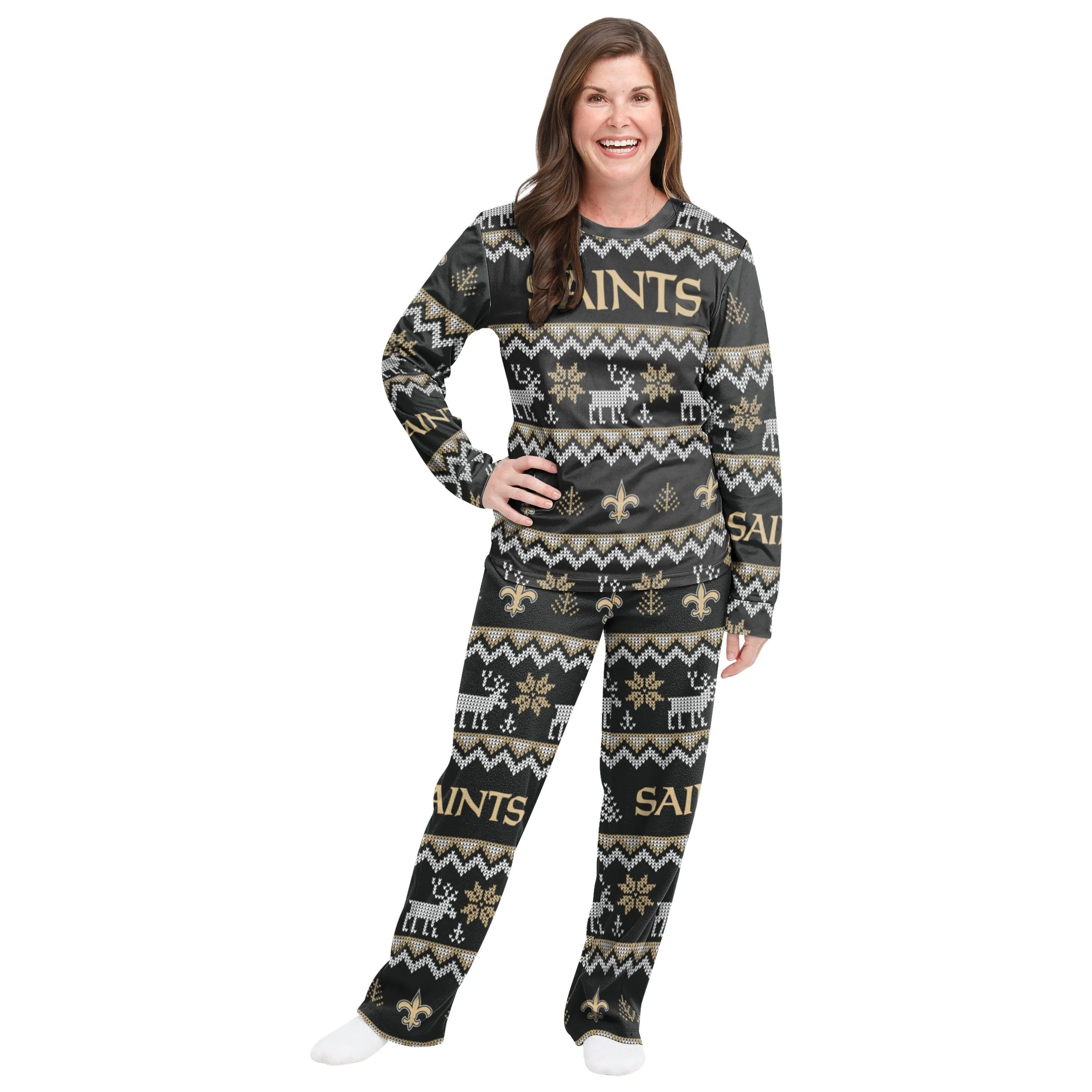 New Orleans Saints NFL Ugly Pattern Family Holiday Pajamas