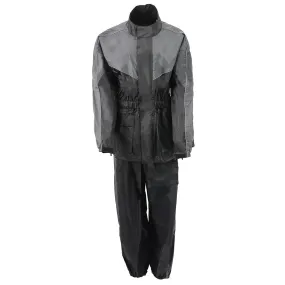 NexGen Ladies XS5001 Black and Grey Water Proof Rain Suit with Reflective Piping